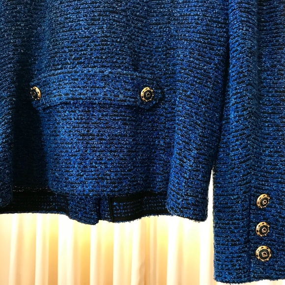 Vintage St John 2pc women's suit royal blue/black - Picture 6 of 8